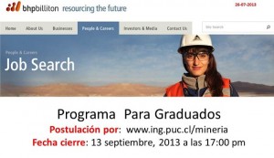 Concurso BHPB Interno - Externo - BHP Billiton Chilean 2014 Graduate Intake