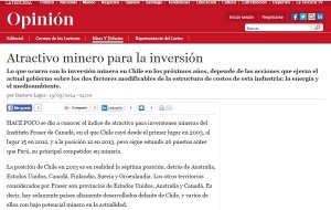 Atractivo minero para la inversión.
