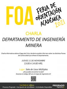 Charla de orientación académica de Minería