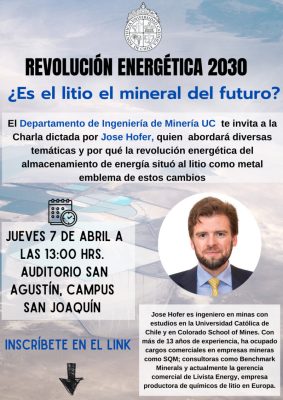 Charla Revolución Energética 2030: ¿Es el litio el mineral del futuro?