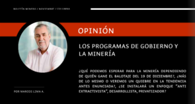Profesor Marcos Lima, opina en el Boletín Minero de Sonami