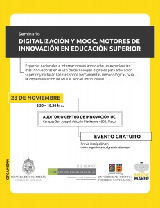 Actualmente, la Escuela de Ingeniería UC a través de su plataforma Ingeniería UC Online cuenta con nueve cursos Massive Open Online Courses (MOOC) y más de 500.000 usuarios registrados en ellos.