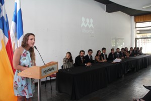 Josefina Calonge, presidenta del CAi 2017, dando su primer discurso en la ceremonia de "Cambio de mando".